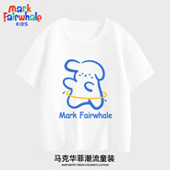 馬克華菲女童純棉短袖夏季兒童T恤簡(jiǎn)約舒適休閑上衣時(shí)尚寬松童裝 白 m轉圈小狗中 160