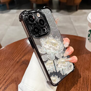 澤逸 適用蘋(píng)果11/pro/max手機殼 iPhone全包鏡頭創(chuàng  )意ins風(fēng)新款四角防摔電鍍軟殼霧紫玫瑰女 【黑色】水晶白曇-贈膜+漸變閃卡銀 蘋(píng)果11