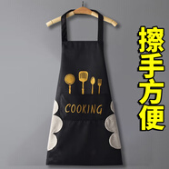 覓時光圍裙家用廚房防水防油男女工作服可擦手日系韓版圍腰單個裝黑色