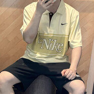 耐克（NIKE）短袖T恤男士夏季運動(dòng)服潮流寬條紋翻領(lǐng)POLO衫透氣休閑上衣 HM4456-113椰奶色 L