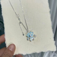 陌阡雪足銀999兔熊baby吊墜少女甜美洛麗塔銀鏈項(xiàng)鏈閨蜜女友生日禮物 兔熊+肖邦鏈（藍(lán)）