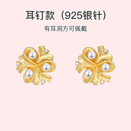 ZHIO高檔品牌復(fù)古精致纏繞絲帶珍珠耳環(huán)無(wú)耳洞耳夾蚊香盤送女友禮物 耳釘款-有耳洞方可佩戴 925銀針