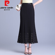皮爾卡丹（pierre cardin）2025春夏新款氣質(zhì)蕾絲魚尾半身裙女高級感顯瘦長裙黑色高腰包臀裙 黑色 L