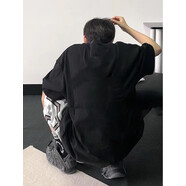 MEDM官方艦旗藤蔓花卉刺繡t恤男款夏季潮牌美式短袖oversize高街重磅 黑色純色短袖黑色純色短袖 黑色 M 適合95-115斤