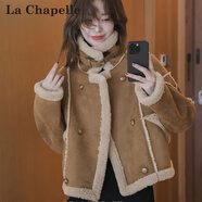 拉夏貝爾（La Chapelle）毛呢短外套女裝新品2025年春秋新款韓版時尚小個子外套夾克上衣女 咖色 XL