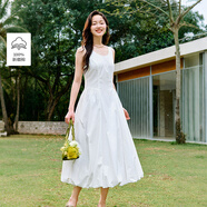 茵曼（INMAN）歐若風(fēng)無袖連衣裙2025夏季女裝新款a字背心裙云朵白-W1852854 S