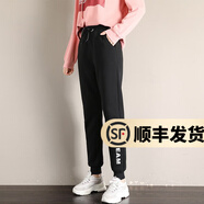 幻黛 加絨加厚仿羊羔絨休閑褲女秋冬新品松緊腰棉褲學(xué)生束腳保暖褲 黑色（LH-yb01羊羔絨） 2XL