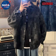 NASALIKE春秋季牛仔夾克外套男復古港風(fēng)寬松長(cháng)袖襯衣韓版潮流痞帥工裝外套 【關(guān)注店鋪優(yōu)先發(fā)貨】8015 黑色 L