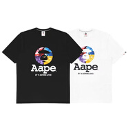 AAPE猿人頭短袖恤卡通印花重磅寬松情侶半袖體恤男 黑色 600 純棉一件裝 M 80-110斤