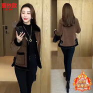 麗依歆加絨加厚短外套女冬季2025今年流行新款小個(gè)子高級(jí)感大毛領(lǐng)派克服 咖色 3XL (110-120斤)