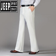 吉普（JEEP）微喇叭褲男春夏新款男士闊腿褲商務(wù)休閑西褲百搭垂感免燙直筒褲男 白色 29 (兩尺2)