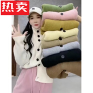 花花公子（PLAYBOY）歐洲站加厚單排扣高領(lǐng)寬松毛衣女針織開(kāi)衫純色保暖上衣顯百搭減齡 黑色 XL