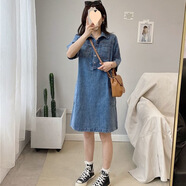 COLORFUL GEMS韓版復古顯瘦直筒牛仔連衣裙潮 圖片色 L 【簡(jiǎn)約大方】
