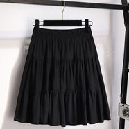 S.SOFEA夏季高腰百褶蛋糕裙白色半身短裙 黑色 2XL 130-145斤