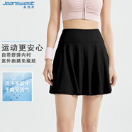 真維斯（JEANSWEST）短裙女高腰夏季運動(dòng)短裙排汗透氣瑜伽健身顯瘦條紋裙黑色S