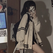 |開衫毛衣外套少女秋冬裝2025新款初中高中學(xué)生寬松休閑針織衫上衣 杏色毛衣女 毛衣冬女 溫柔風軟糯 XL