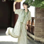樂(lè )僖貝俫小蘿莉夏唐背子吊帶燈籠褲漢服女2025 小蘿莉套裝(唐背子+吊帶+燈籠褲) S