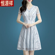 恒源祥中年媽媽高貴夏裝連衣裙2023年新款夏季女裝中長(zhǎng)款氣質(zhì)刺繡蕾絲裙 798網(wǎng)紗繡花 M 建議(90-104斤)