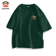 大嘴猴（PAUL FRANK）PaulFrank/夏季新款短袖男女情侶裝淺米純棉t恤寬松體恤D 森林綠(p拼圖碎片胸標) 【純棉】 S 165