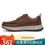 斯凱奇（Skechers）Skechers斯凱奇新款時(shí)尚復古男鞋低幫系帶歐美休閑商務(wù)皮鞋65869 深棕色/CDB 41