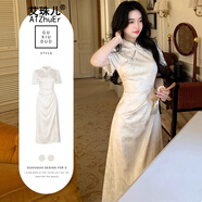 艾珠兒（Aizhuer）夏季女裝2025年新款長裙國風(fēng)少女新中式氣質(zhì)穿搭漢服旗袍連衣裙子 白色裙子 L