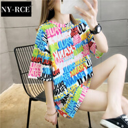 NY-RCET恤女短袖新款夏裝中長(zhǎng)款韓版寬松歐貨潮上衣服半袖體恤 3379白色 2XL