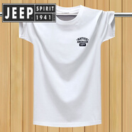 JEEP SPIRIT吉普夏季大碼短袖恤男寬松運(yùn)動胖子圓領(lǐng)恤加肥加大純色體衫男潮 白色1997短袖 S 【建議90斤以下】