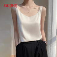 古今（GUJIN）冰絲吊帶背心女緞面內(nèi)搭無袖美背外穿百搭西裝打底上衣白色L