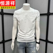 恒源祥T恤男2025歐貨印花短袖上衣夏季超火修身顯瘦體恤K 黑色【歐貨潮男】 6605 M 【100斤以內(nèi)】