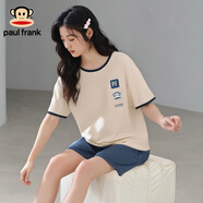 PAUL FRANK大嘴猴睡衣女夏圓領(lǐng)套裝可愛韓版短袖薄款寬松家居服兩件套可外穿