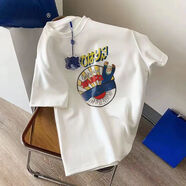 鮮冠100%純棉潮t恤女2025新款短袖夏季衣服上衣棉寬松白體恤圓領(lǐng)半袖 XT-193-老爺爺 S 建議80-90斤
