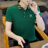 費(fèi)洛仕POLO衫男短袖t恤翻領(lǐng)男裝夏季潮流半袖純棉上衣2025夏款高端體恤 1108綠色 XL