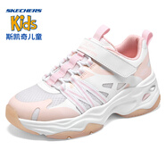 斯凱奇（Skechers）兒童鞋秋季新款小白鞋男童女童跑步鞋休閑鞋大童學(xué)生運動(dòng)鞋 白色/淺粉紅色-WLPK 32 200mm