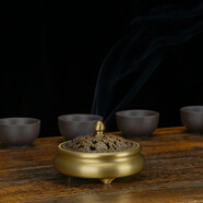 花樂(lè)集香爐黃銅家用室內(nèi)檀香爐茶道純熏香爐沉香盤香爐擺件香薰?fàn)t香篆爐 【黃古】祥云爐(重約350g)