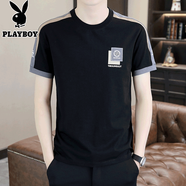 花花公子（PLAYBOY）男士短袖t恤高端潮牌休閑2025體恤高級(jí)感衣服冰絲半袖品牌上衣潮 10646/T862黑色 XL
