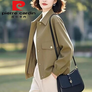 皮爾卡丹（pierre cardin）2025新款獨特漂亮初春感超好看休閑百搭大尺碼薄外套沖鋒衣女款 豆綠色 【大氣】【帶內里】今年 M 【建議85-105斤】