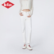 Lee Cooper李庫珀白色牛仔褲女純色美式高端大牌復(fù)古修身小腳褲女長褲子女 白色 M 【26】