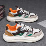 AIZUNSHI男鞋秋季新款保暖初中生青少年網(wǎng)面防臭網(wǎng)鞋運動(dòng)休閑小白老爹潮鞋 6533米桔色 39 (245mm)