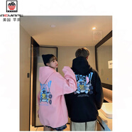 AEMAPEroora法式情侶裝史迪仔衛(wèi)衣連帽女寬松ins超火春秋小眾設(shè)計感外套 男款黑色+女款粉紅色[款] 加絨 XXS M/M =男M+女M