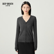 深呼吸DEEP BREATH女裝可機(jī)洗純羊毛針織開衫女A400298 深灰 M (3碼)