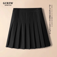 GCRZW輕奢超火百褶裙短裙女夏季2025新款高腰學(xué)院風(fēng)裙子灰色a字半身裙 毛呢-黑色 【高檔氣質(zhì)款】 M /27 建議95-105斤