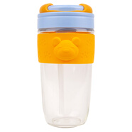 miGo吸管玻璃水杯家用女生高顏值熊PP茶杯耐高溫咖啡杯子 沙灘大海 520ml