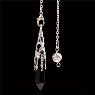 DR-FLVVS胖東來(lái)品質(zhì)粉水晶吊墜天l然紫水晶粉晶單尖六角柱項鏈瑜 黑曜石+鏤空鏈通用版適合新手 L