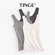 TINGE2件工字棉背心女磨毛無袖打底衫吊帶百搭美背打底無袖內(nèi)衣 2件薄【經(jīng)典黑+經(jīng)典黑】 S 【155cm 70-90斤】