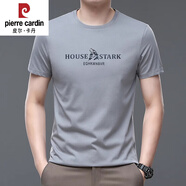 皮爾卡丹（pierre cardin）夏季短袖t恤男高端新款品牌薄款絲光棉簡約透氣圓領(lǐng)半袖潮牌體恤T S05灰色狼王 M 165/ 建議95-120斤