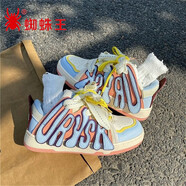 蜘蛛王（SPIDER KING）新配色ins國(guó)潮小眾字母面包鞋女學(xué)院chic百搭板鞋高街休閑運(yùn)動(dòng)鞋 古藍(lán)色 38
