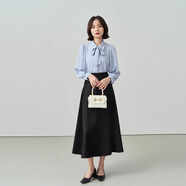 伯德小姐藍色襯衫連衣裙女士春高級感教資職業(yè)裝正裝通勤純色襯衣