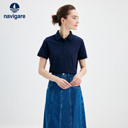 Navigare意大利小帆船女士純色翻領(lǐng)T恤短袖保羅polo衫2325525528 深藍(lán)  M 