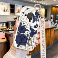 涂畫(huà)手適用華為暢享70X手機殼腕帶支架70S斜跨長(cháng)掛繩60X簡(jiǎn)約時(shí)尚輕奢新款硅膠軟殼小羊皮全包防摔保護套 華為暢享70X【白色-魅藍花卉】