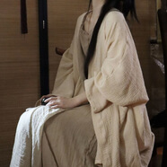 XCFREHT【凡塵】禪意風(fēng)外套掛脖吊帶飄逸半身裙棉麻禪服女裝清冷茶服漢服 米色外套 L